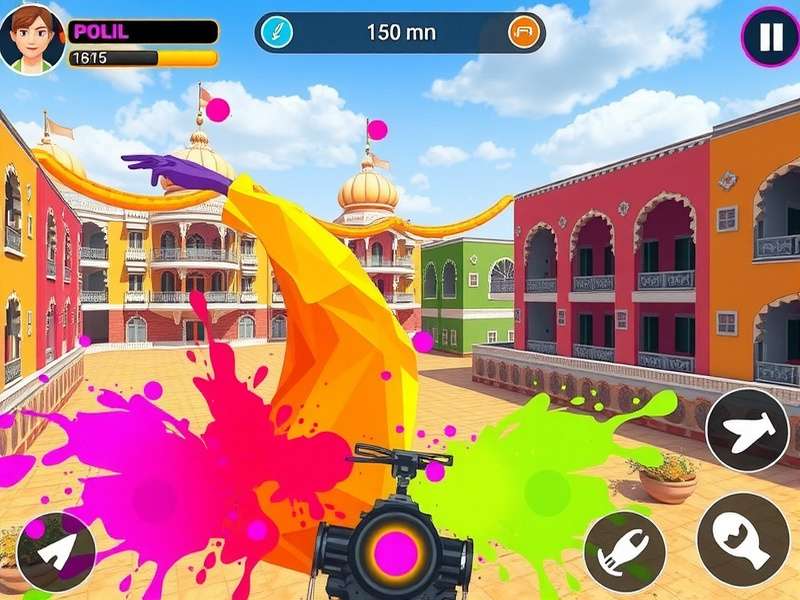 Dazzling Holi Extravaganza multiplayer color battle scene